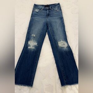 Buckle Women's Straight Leg Distressed Blue Jeans